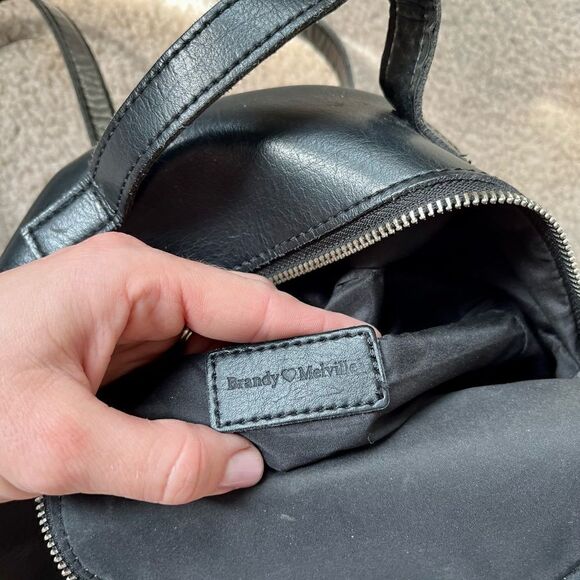 Brandy Melville Black Mini Leather Backpack - Picture 12 of 14